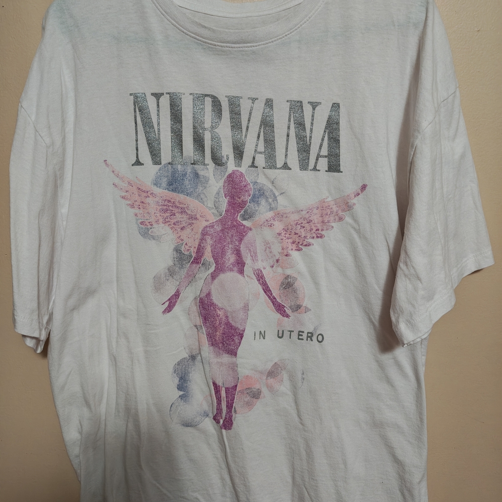 NIRVANA White and Pink Graphic Tee